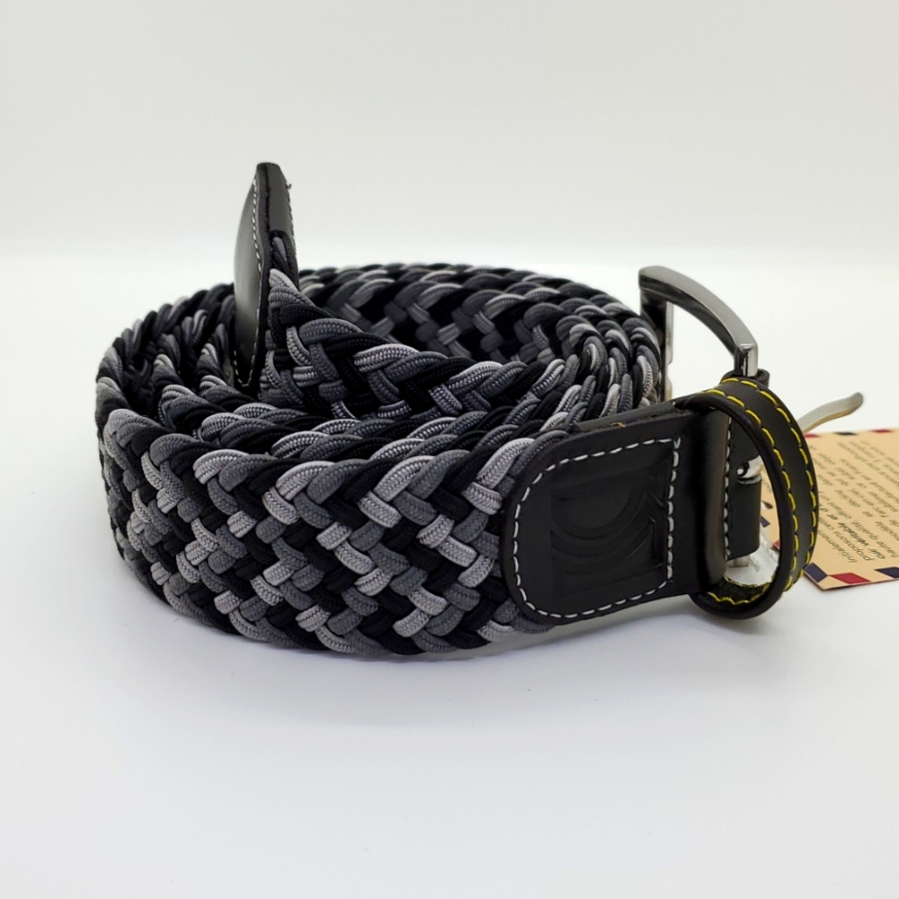 Belt 52 By Le Chic France Black and Gray Belt with Woven Design